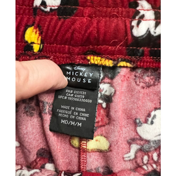 Disney Pajama Lounge Pants Size M Red Micky Minnie Mouse Print - Picture 3 of 6